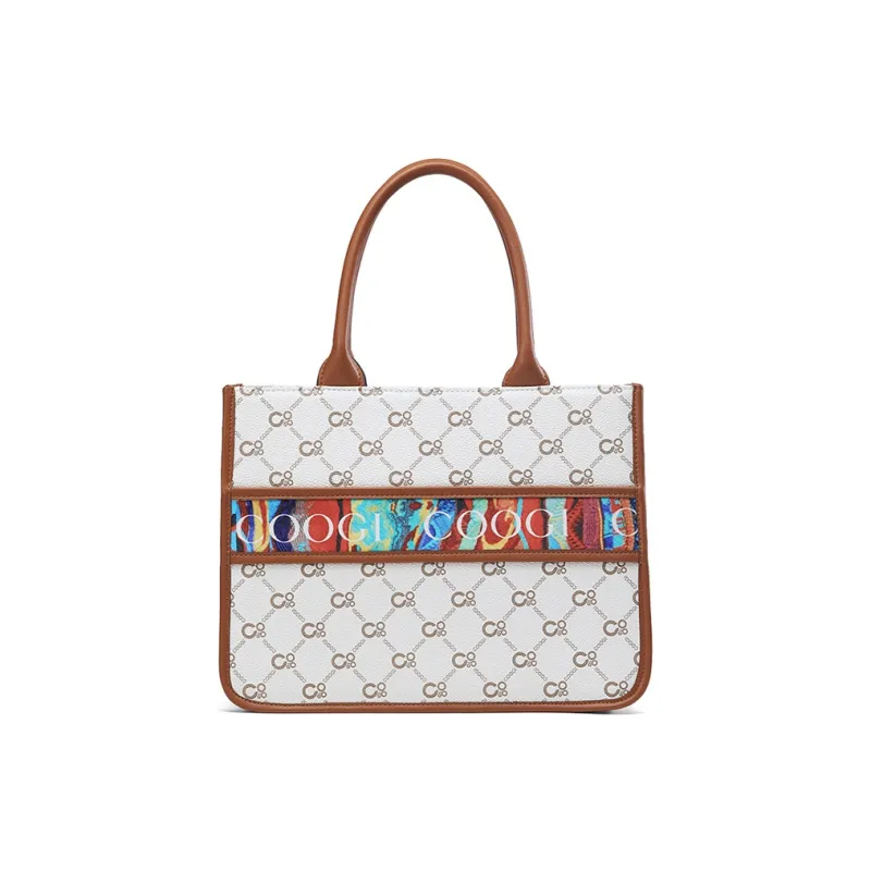 COOGI PVC Tote Bag, Handbag, Crossbody Bag Medium Size Women's Ecru-1