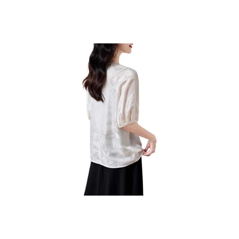 Yi Mengyuan Silk Shirt Women's Beige-1