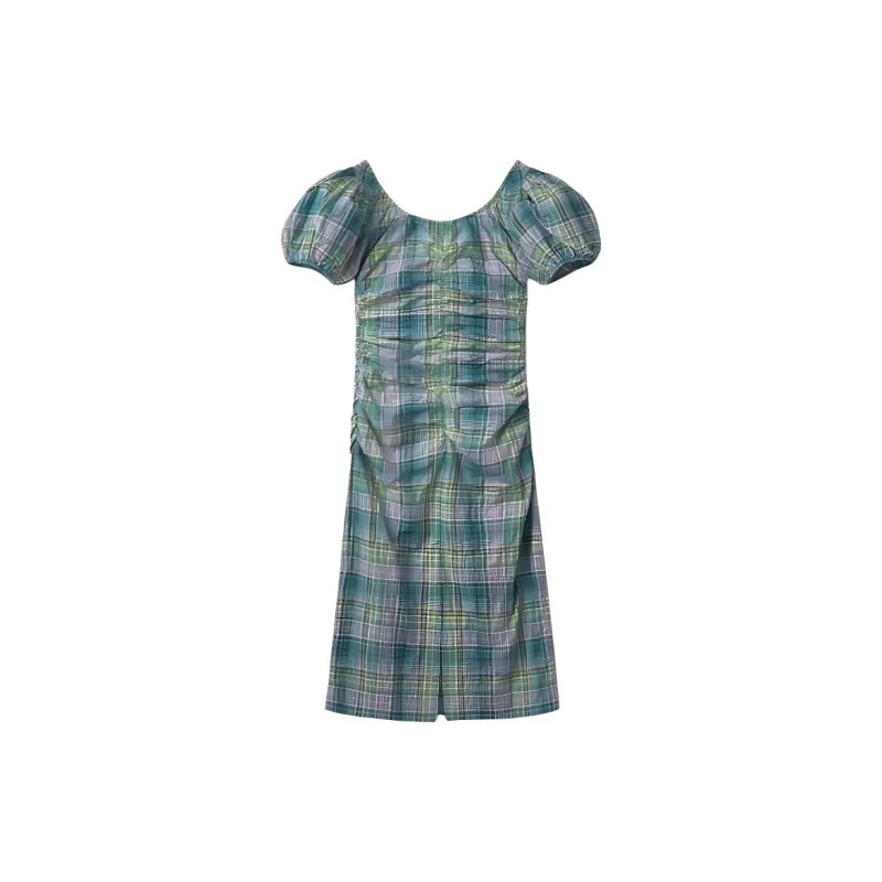 GANNI Short Sleeved Dress Women's Aqua Green-1