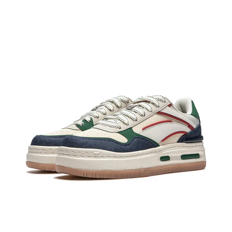 LiNing Future C1 Anti Slip Wear Resistant Low Top Skateboard Shoes Women's Beige Green-2