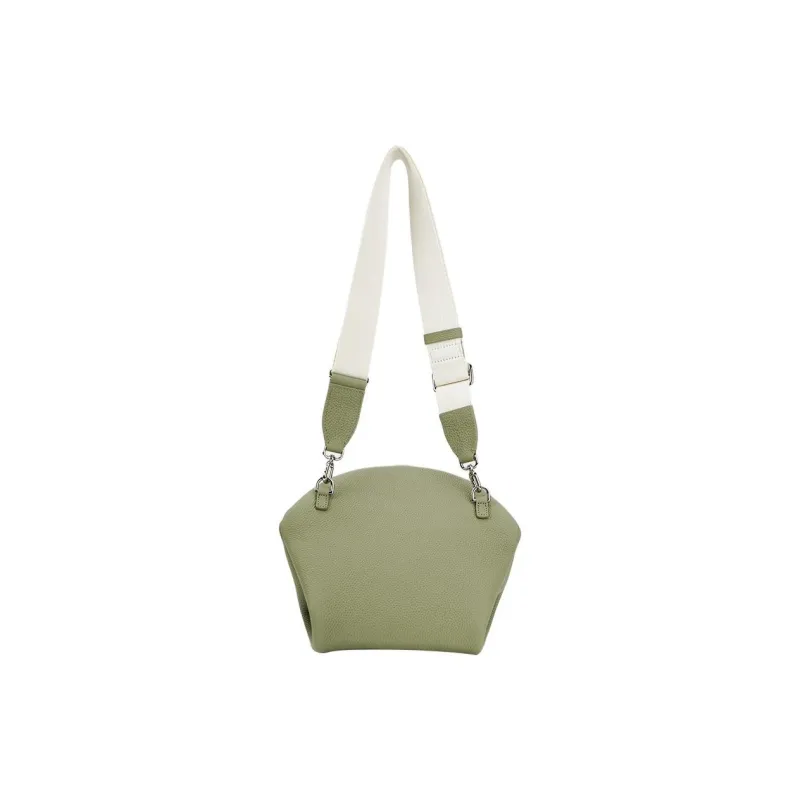 SUREN Top Grain Cow Leather Shoulder Bag Crossbody Bag Medium Size Women's Pea Green/Milk Tea Gray/Misty Brown-4