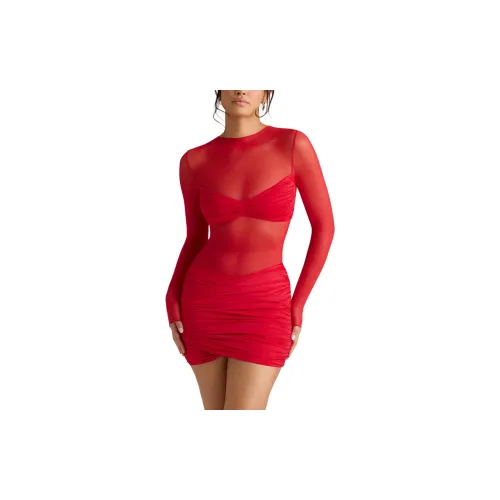 OH POLLY Long-Sleeved Dresses Women's Fire Red