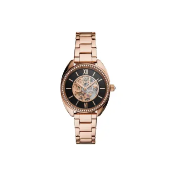 FOSSIL VALE Collection Wrist Watch Automatic Mechanical Movement Stainless Steel Strap 34mm Black Dial Women's Watch