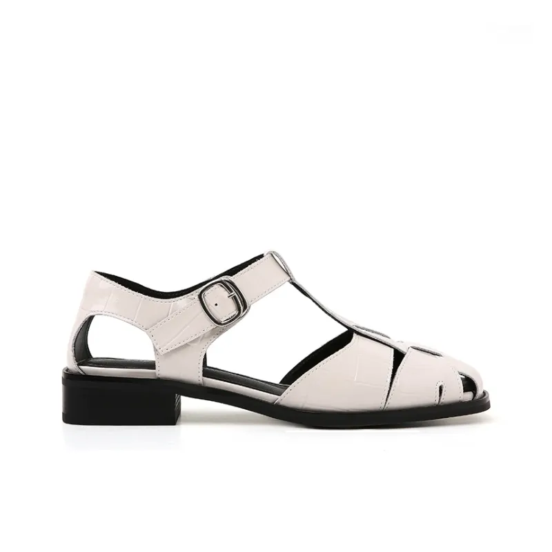 CHRISTINE SHEII Roman Sandals Women's Ceramic Milky White-1