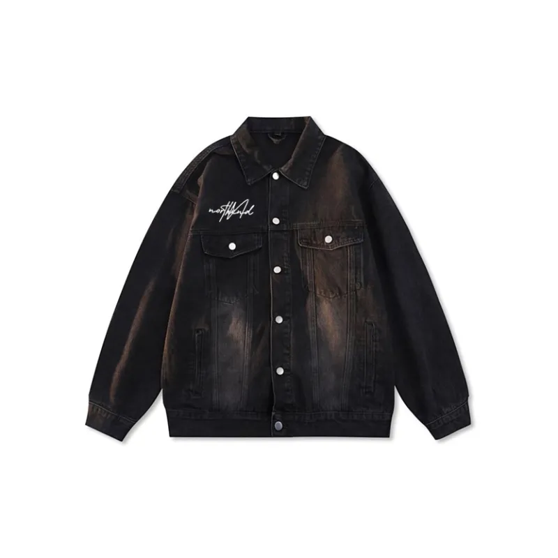 Northend Denim Jacket Unisex Distressed White Black-1