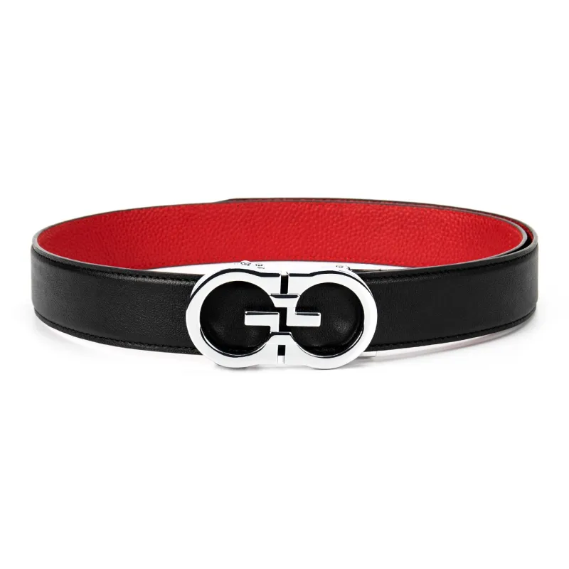 FORTEI Top Grain Cow Leather Belts Men's Black Width 3.5cm Gift Box Set-3