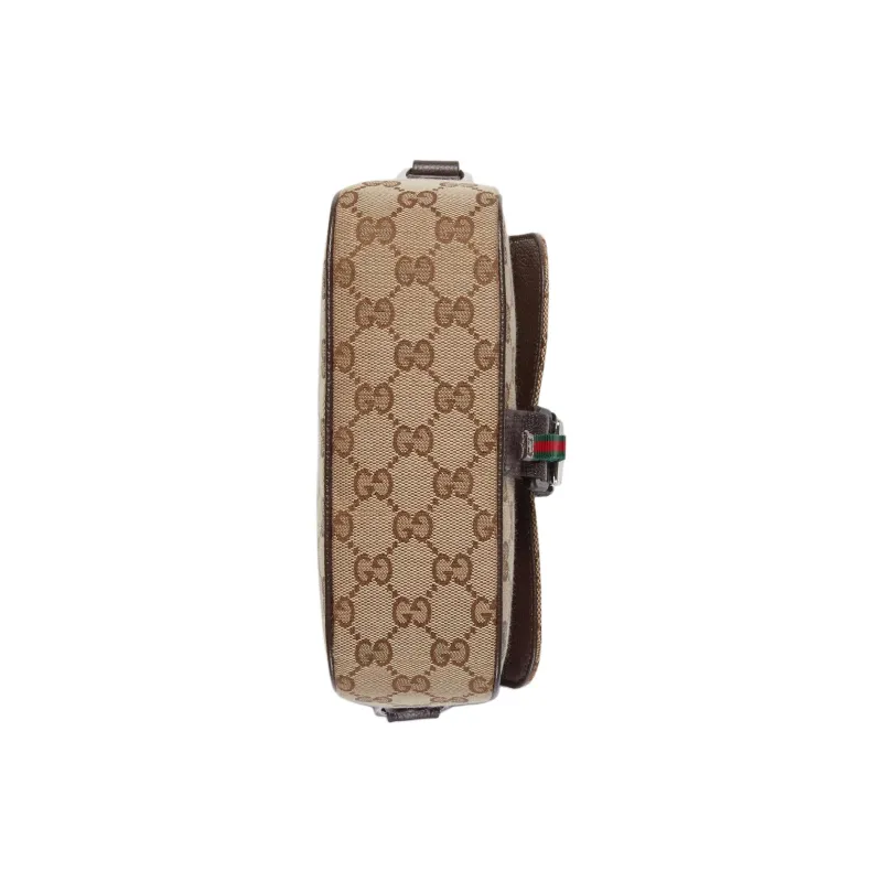 GUCCI Canvas With Leather Crossbody Bag Shoulder Bag Mini Men's Beige & Ebony-5