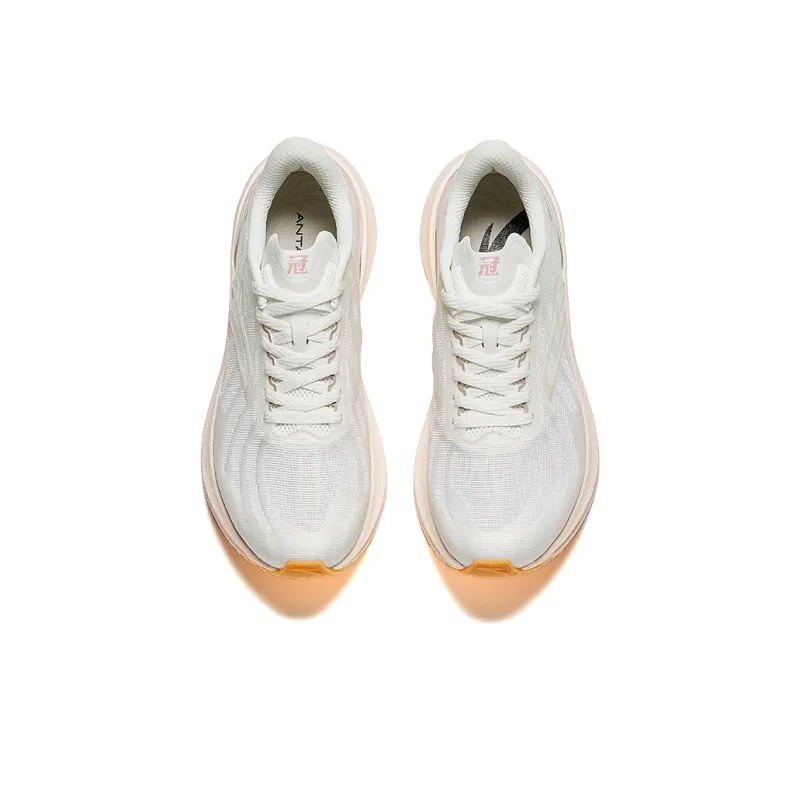 Anta Running Collection Anti-Slip Wear-Resistant Low-Top Casual Running Shoes Women's White Orange-2