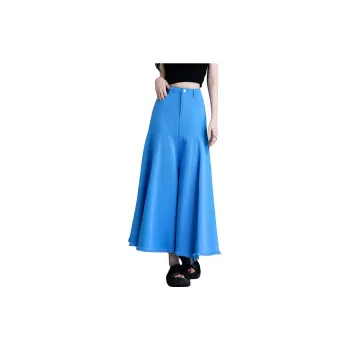You Cow Me Pants Denim Long Skirts Women's Sky Blue