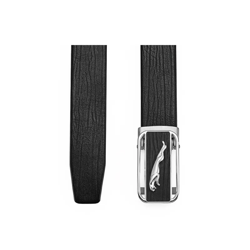 JAGUAR Cut Out Automatic Buckle Design Cow Leather Leather Belts Men's Black Width 3.4cm-5