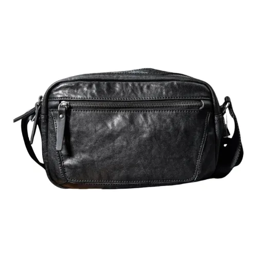 PULUWIRR Cow Leather Everyday Commute Crossbody Bag, Business Casual Men's
