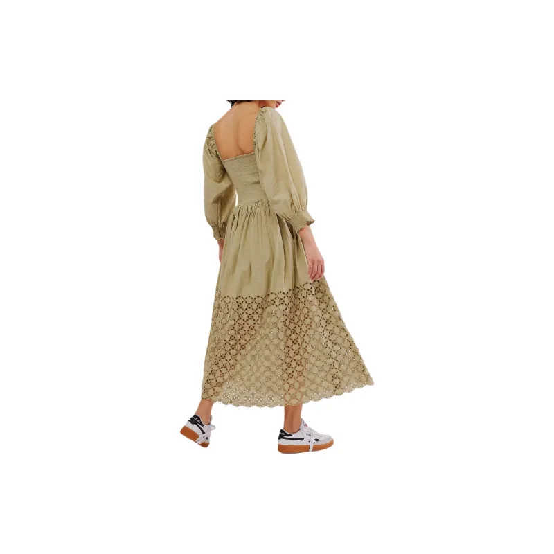 FREE PEOPLE Perfect Storm Mid Long-Sleeved Dresses Women's Sage Green/Mouse Tail Grass Green-1