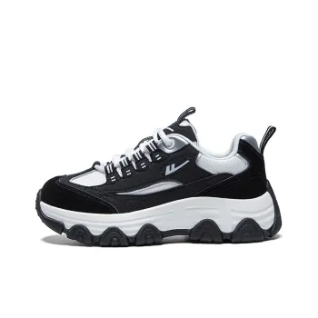 Warrior Students Platform Chunky Sneakers Lightweight Low Top Casual Shoes Unisex Black White