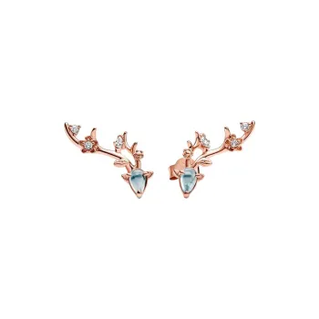 Pandora Gold-Plated Copper-Silver Alloy Stud Earrings Women's Blue