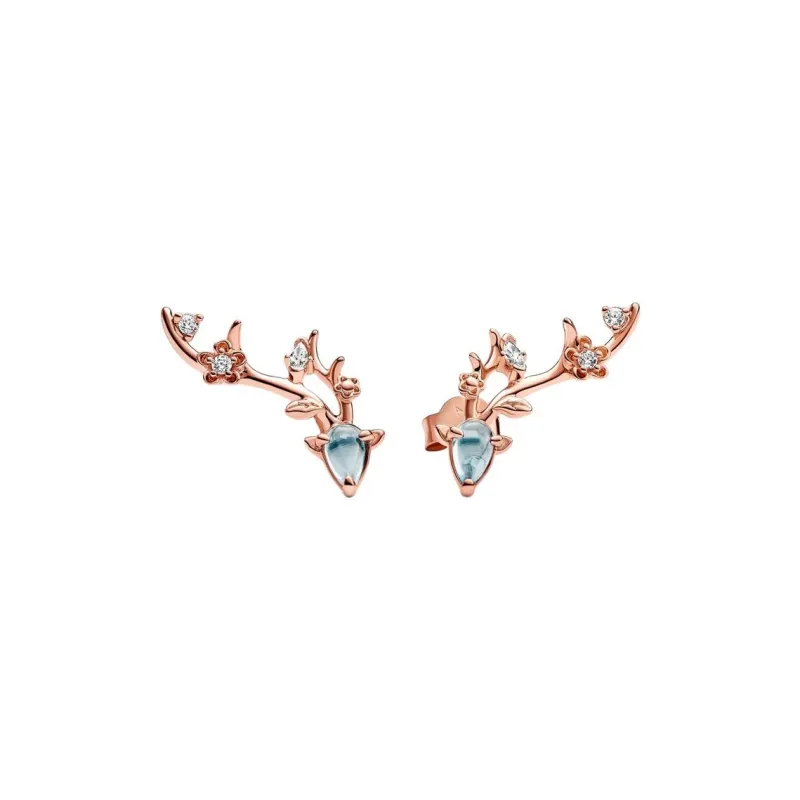 Pandora Gold Plated Copper Silver Alloy Stud Earrings Women's Blue-0