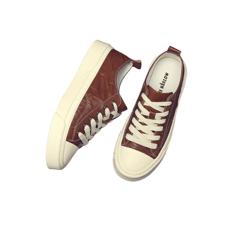 JANE HARLOW Low-Top Skateboard Shoes Men's Coffee-3