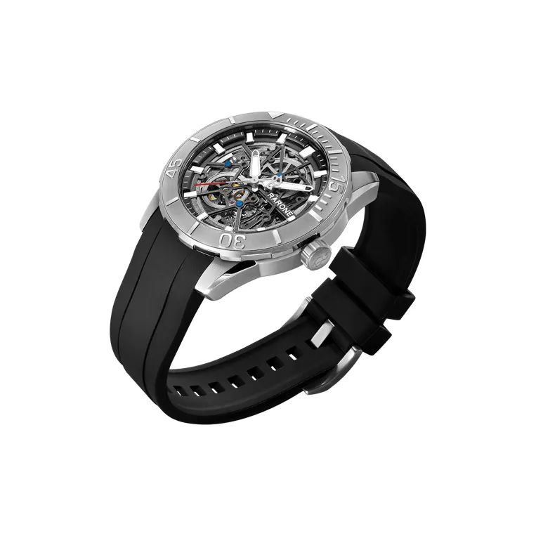 RARONE Gemini Dive Watch Automatic Mechanical Movement Silicone Strap Watch Men's Watches Cut Out Dial-4