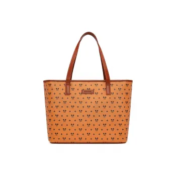 Disney Mickey Series Polyvinyl Chloride Shoulder Bag Tote Large Size Women's Brown