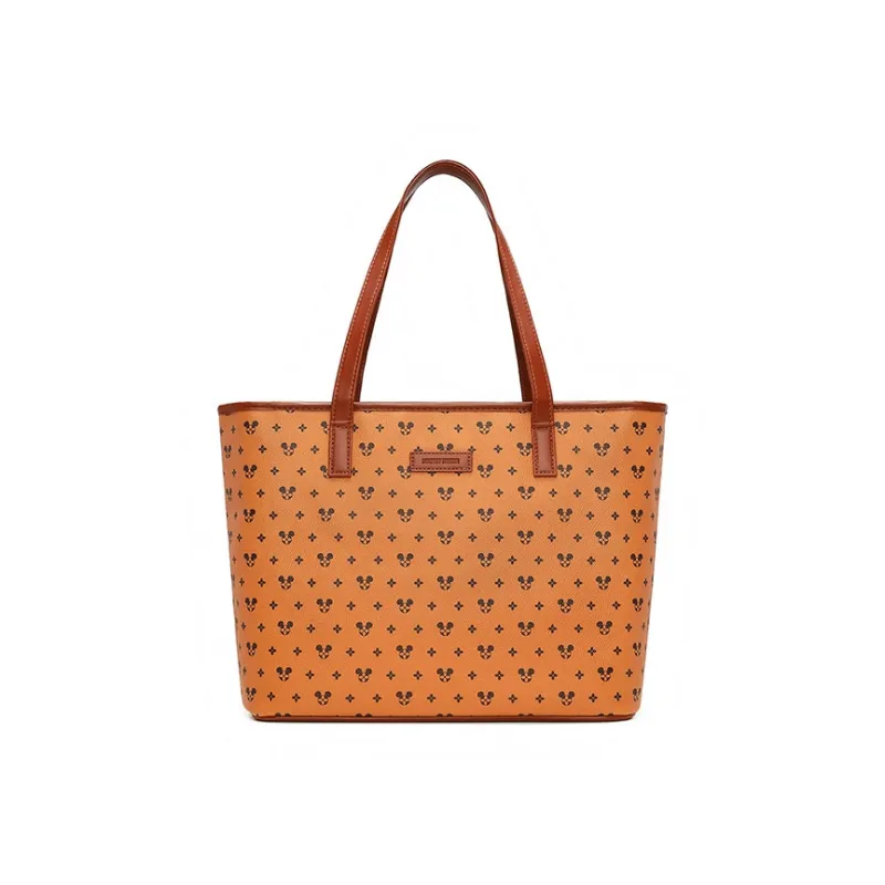 Disney Mickey Series Polyvinyl Chloride Shoulder Bag Tote Large Size Women's Brown-0