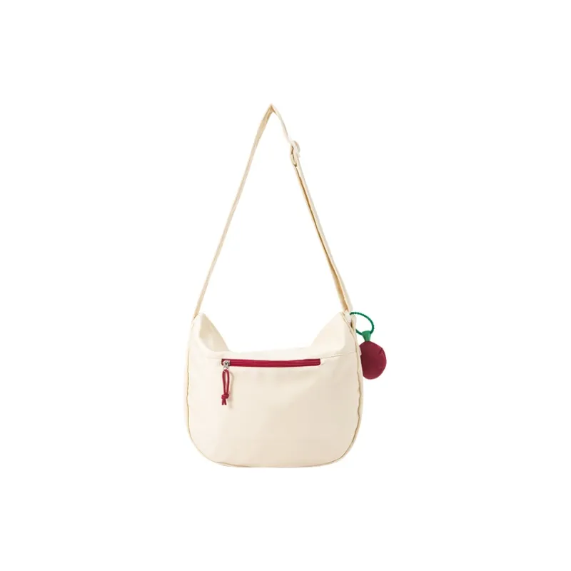 SEM/R Nylon Shoulder Bag Crossbody Bag Medium Size Unisex Red Ecru Black-14