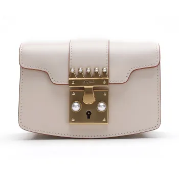 Miguel Vieira Cow Leather Crossbody Bag, Shoulder Bag Small Size Women's White