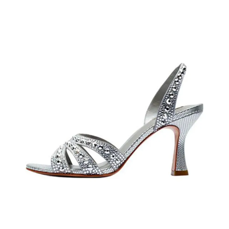 NICOLI Cosoria Strap Sandals 8.5cm Women's Silver-0