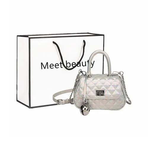 Fitchell Pu One Shoulder Handbag Women's Holographic Silver/White/Black