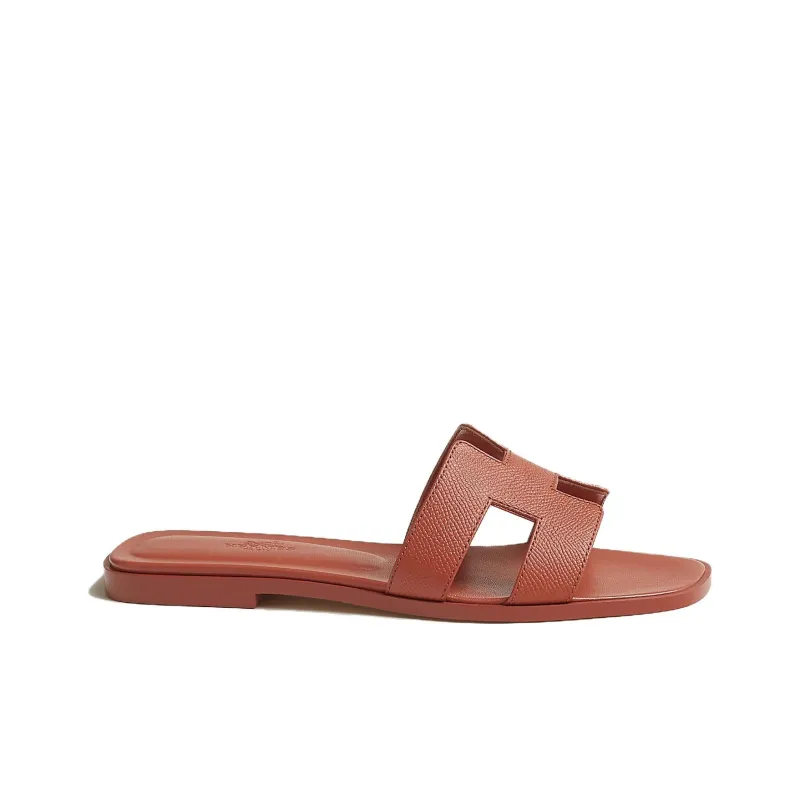 HERMES Oran Slide Slippers Women's Dark Orange-1