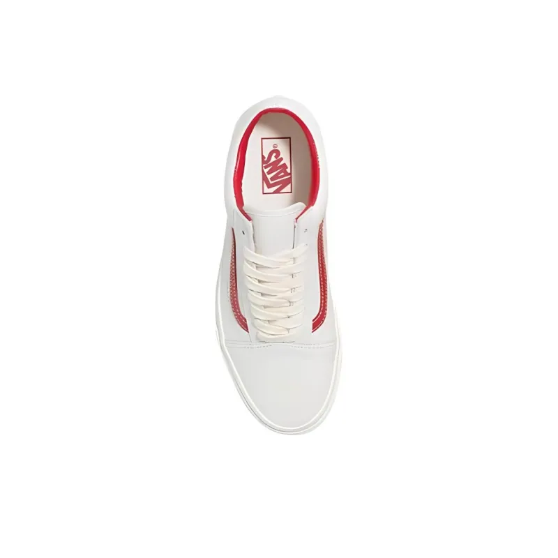 Old Skool Vans 'Vintage Leather Blanc De Blanc Red'-2