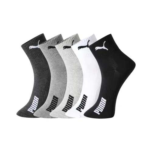 PUMA Mid Calf Socks Men's 5 Pack Black/Dark Gray/Medium Gray/Light Gray/White