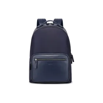 FAIRWHALE Canvas With Leather Backpack Laptop Bag Backpack Regular Men's Marine Blue