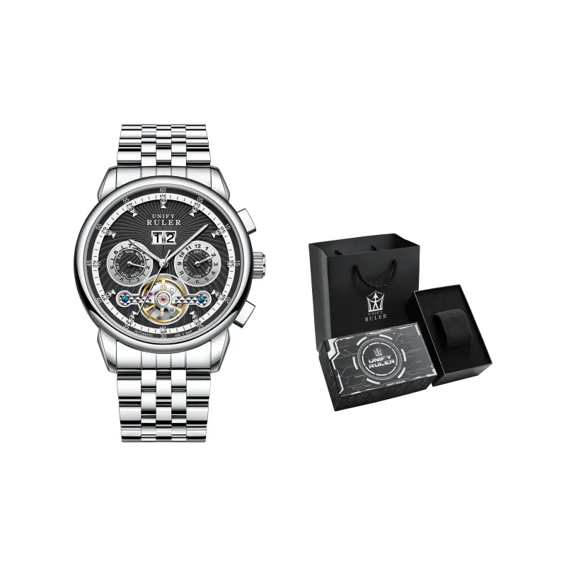 Respect The Time Mechanical Movement Metal Strap Watch Men's Watches Silver Dial-3