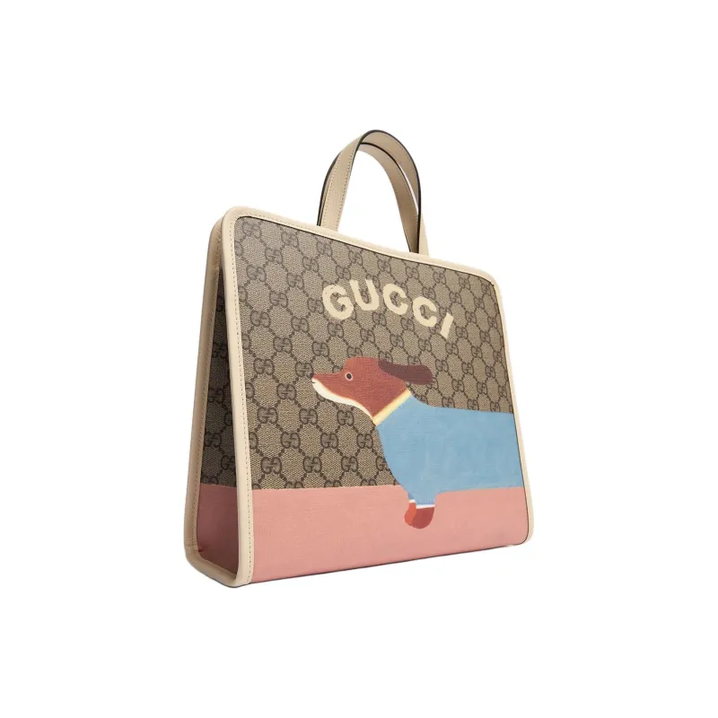 GUCCI Canvas Bag, Tote Bag, Shopping Bag, Handbag Kids' Beige Yellow & Ebony-1
