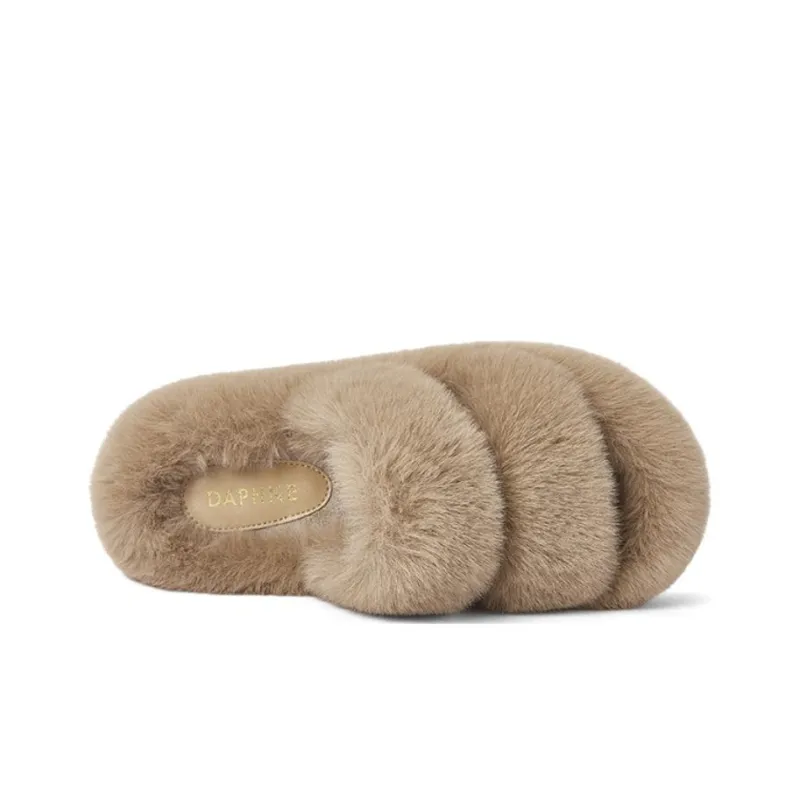 DAPHNE Slide Slippers Women's Apricot/White/Gray-3