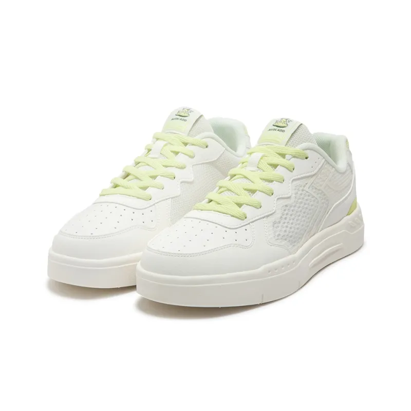 361° Anti Slip And Wear Resistant Breathable Low Top Skateboard Shoes Women's White Green-2