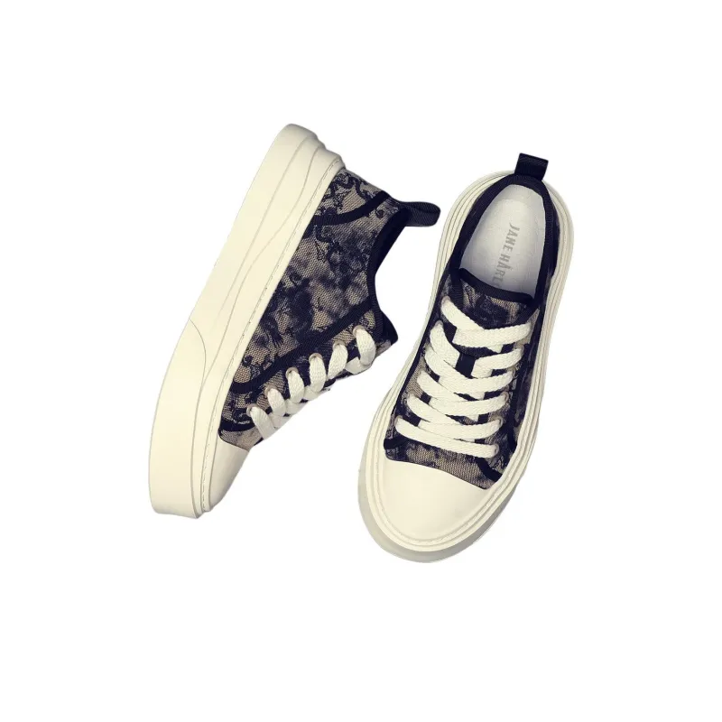 JANE HARLOW Breathable Lightweight Height Increasing Low-Top Skateboard Shoes Men's Black Apricot-3