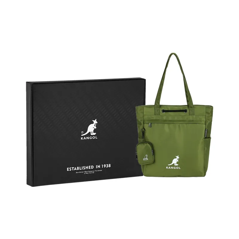 KANGOL Fabric Tote Bag Commuter Bag Handbag Shoulder Bag Unisex Khaki/Black/Ivory/Peach Pink/Military Green/Dark Blue-22