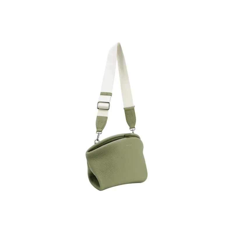 SUREN Top Grain Cow Leather Shoulder Bag Crossbody Bag Medium Size Women's Pea Green/Milk Tea Gray/Misty Brown-2