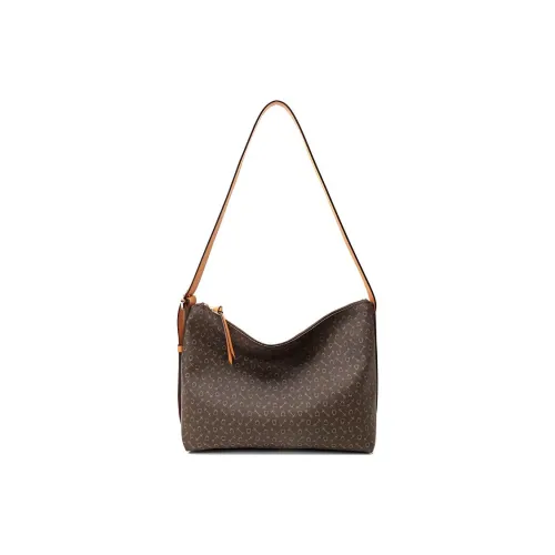 Why Artificial Leather Shoulder Bag Large Size Women's Coffee/Apricot