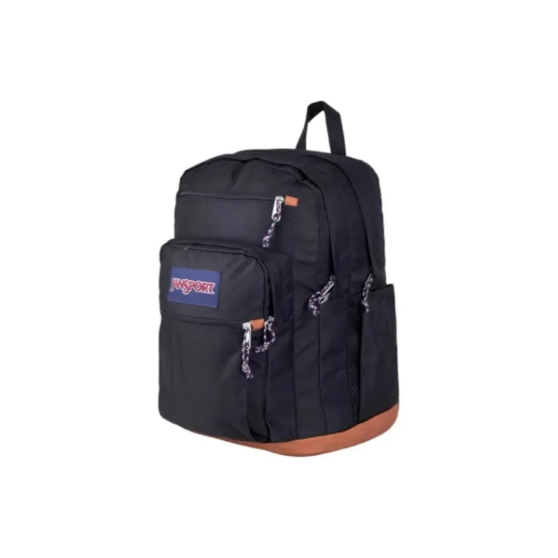 JanSport Fabric With Leather Backpack Large Size Unisex Black-1