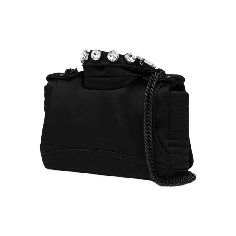 MOSCHINO Silk With Viscose Biker Bag, Shoulder Bag, Crossbody Bag Small Size Women's Black-1