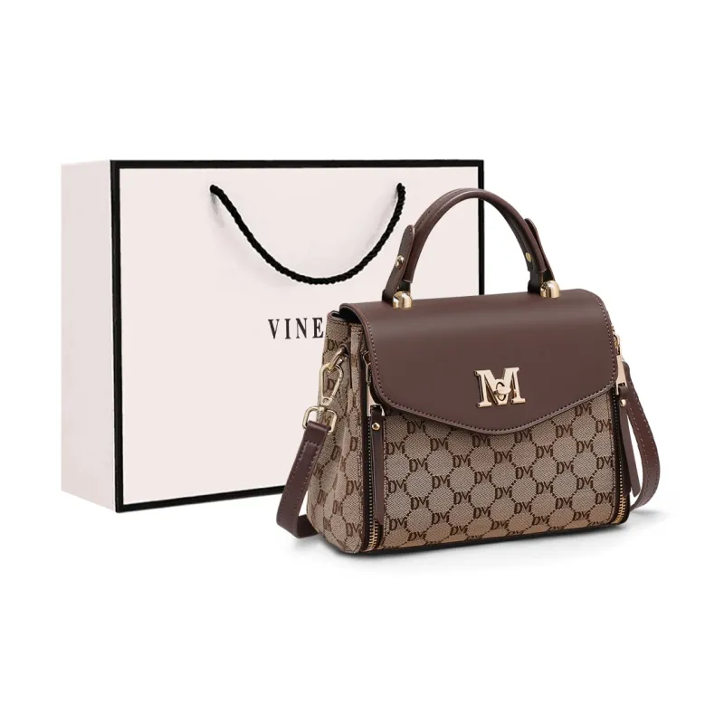 VINEY Fabric Handbag, Crossbody Bag, Shoulder Bag Regular Women's Coffee-4
