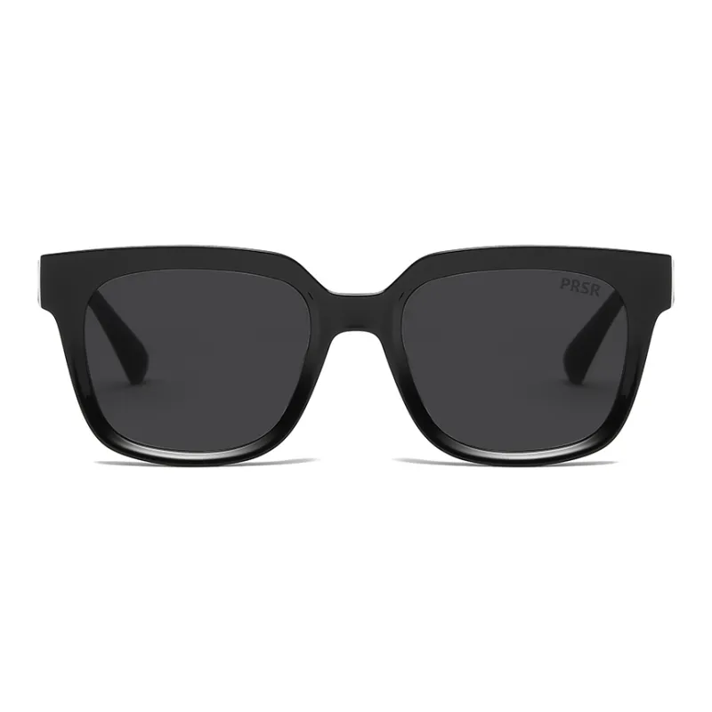 Prsr Plate Frame TR/Memory Plastic Square Sunglasses Unisex Black/Blue Gray-2