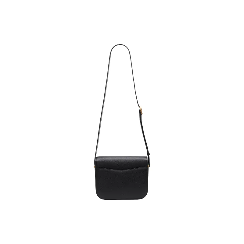PECO Cow Leather Small Square Crossbody Bag Medium Size Women's Black/Gray/Red-2