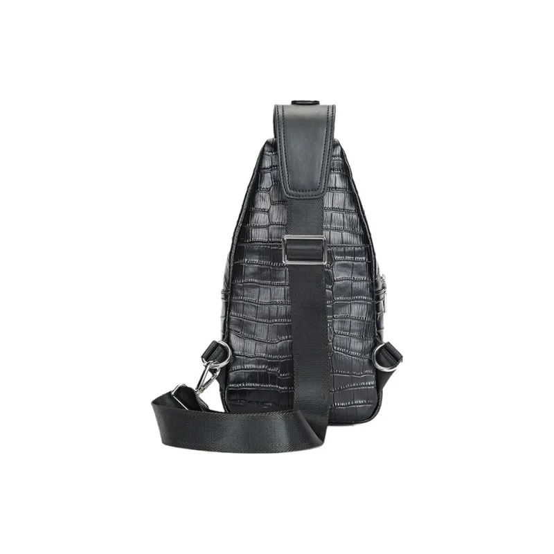 DOSRFINI Top Grain Cow Leather Sling Bag Regular Men's Black-2