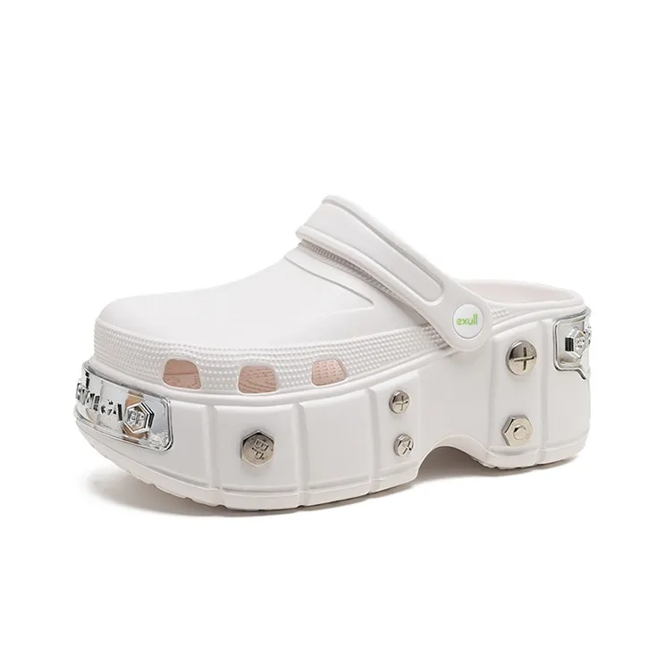 EXULL Q Clogs Women's White Silver-3