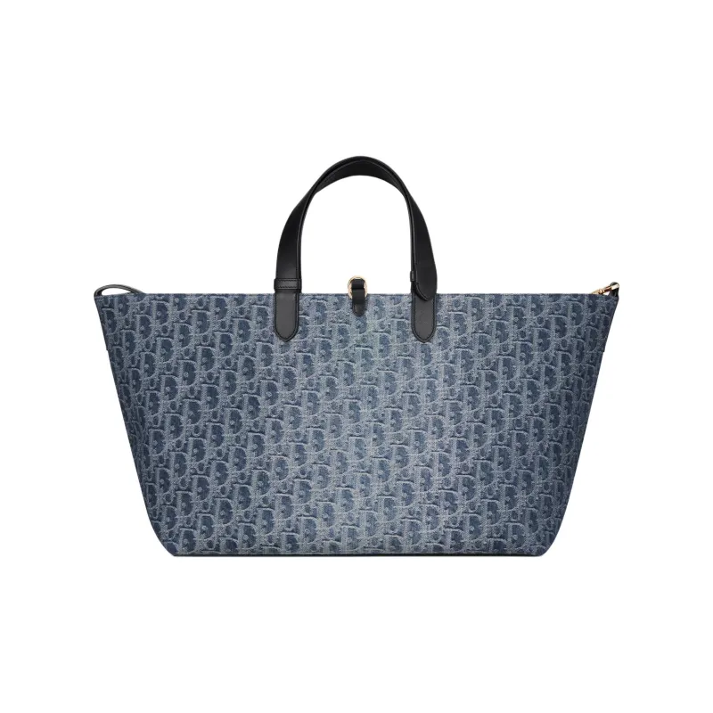 DIOR Oblique Jacquard Fabric Tote Bag, Shopping Bag, Indigenous Bag, Handbag Large Size Women's Blue-3