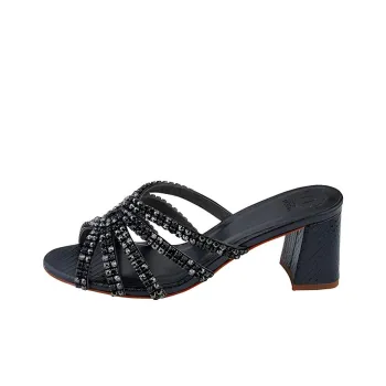 NICOLI Slide Slippers 7cm Women's Black