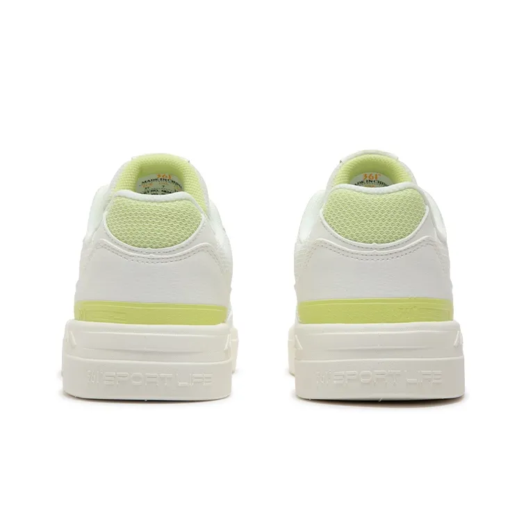 361° Anti Slip And Wear Resistant Breathable Low Top Skateboard Shoes Women's White Green-3
