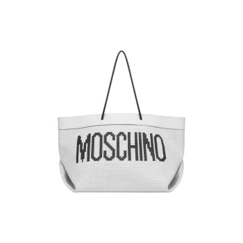 MOSCHINO Logo Printed Braid-Detailed Tote Bag